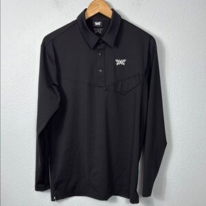 PXG Parsons Xtreme Golf Men's Polo Black Long Sleeve Shirt